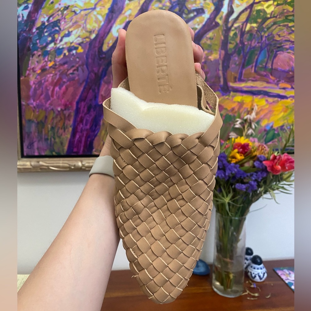 Woven Leather Heeled Slides - Picture 4 of 7